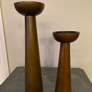 **Sold**Crate and Barrel wooden candle holders